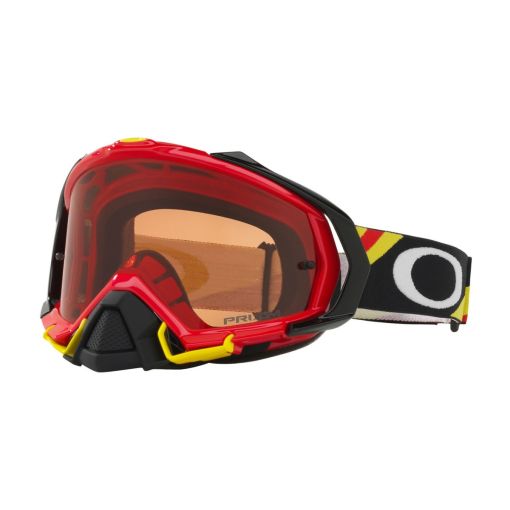 Oakley Mayhem Pro Motocross Goggles Heritage Racer Red Yellow Prizm Bronze Lens