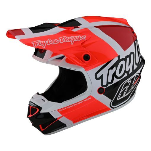 FALL 22 Troy Lee Designs TLD Motocross SE4 Polyacrylite Helmet (Quattro Red / Charcoal)
