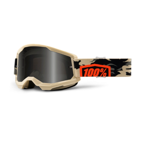 100% Strata Gen 2 Motocross Goggles Kombat Camo Smoke Lens