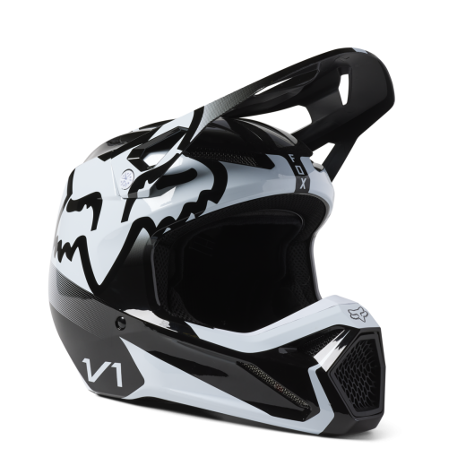 2023Fox V1 LEED Motocross Helmet DOT ECE (Black/White)