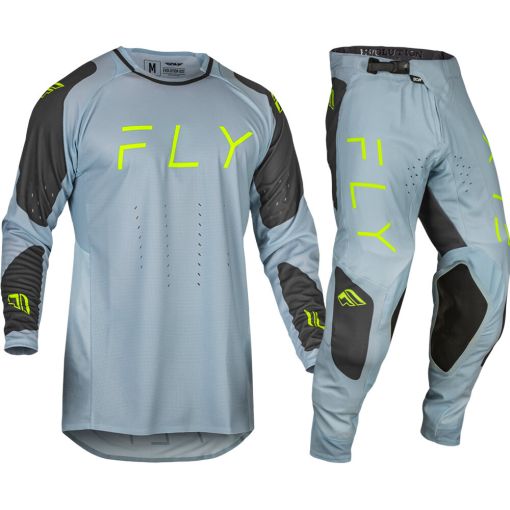 2024 Fly Racing Evolution DST Motocross Gear Ice Grey Charcoal Neon Green