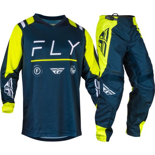 2024 Fly Racing F16 Motocross Gear Navy Hi Viz White