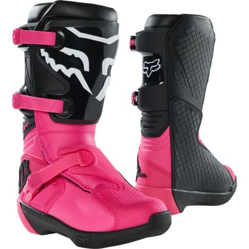 2023 Fox Youth Comp Motocross Boots - Buckle (Black/Pink)