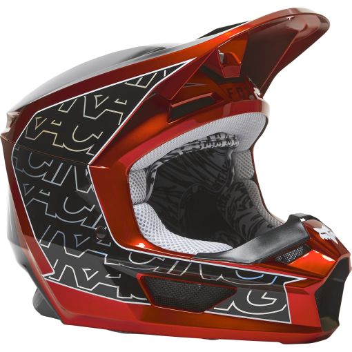 2022  Fox Youth V1 PERIL Motocross Helmet ECE (Flo Red)