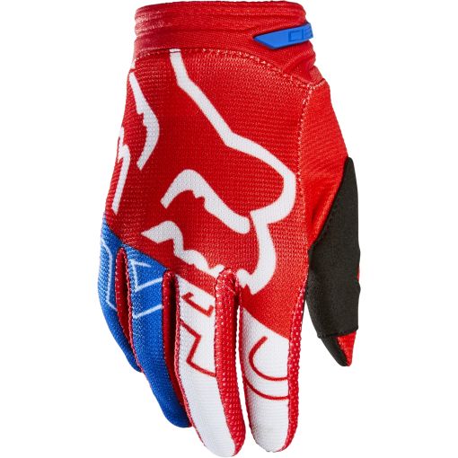2022 Fox Youth 180 SKEW Motocross Gloves White Red Blue 