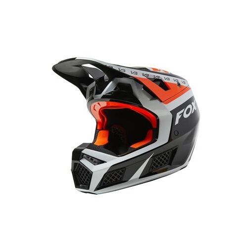 SPRING 2022 Fox V3 RS DVIDE Motocross Helmet ECE (Black/White/Orange)