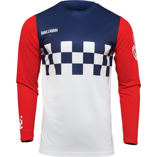 2023 Thor Hallman Motocross Jersey Differ Cheq White/Red/Blue