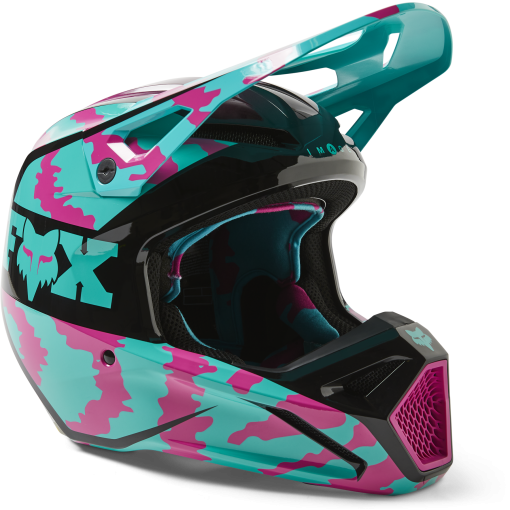 2023 Fox V1 NUKLR Motocross Helmet DOT ECE (Teal)