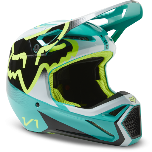 2023// Fox Youth V1 LEED Motocross Helmet DOT ECE (Teal)