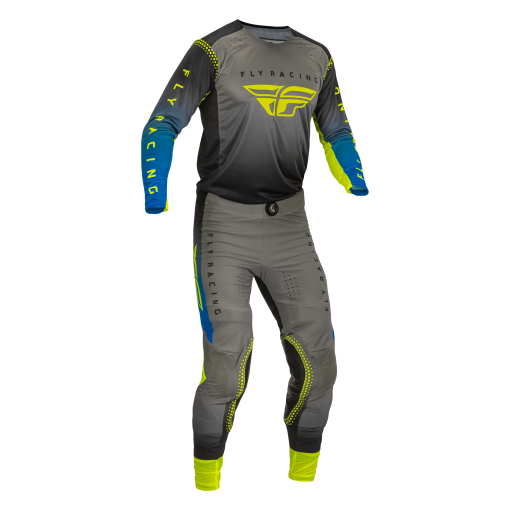 2023 Fly Racing Lite Motocross Gear Grey Blue Hi Viz