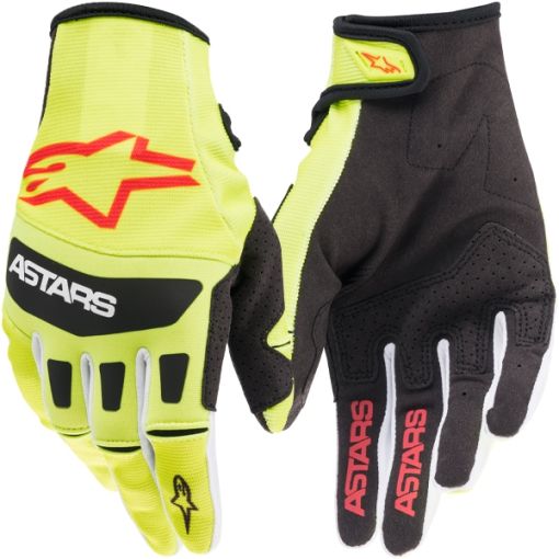 2022 Alpinestars Techstar Motocross Gloves FLO YELLOW BLACK