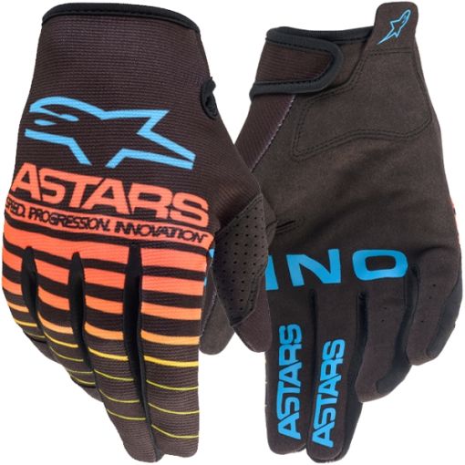 2022 Alpinestars RADAR Motocross Gloves BLACK FLO YELLOW CORAL