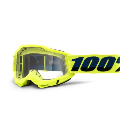 100% Accuri Gen 2 Motocross Goggles Yellow Clear Lens
