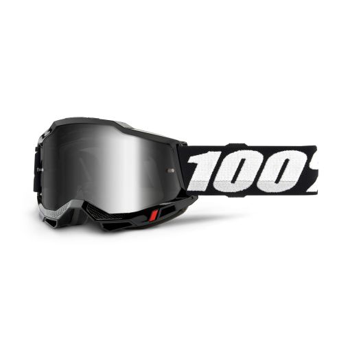 100% Accuri Gen 2 Motocross Goggles Black Silver Mirror Lens