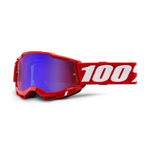 100% Accuri Gen 2 Motocross Goggles Red Mirror Blue Lens