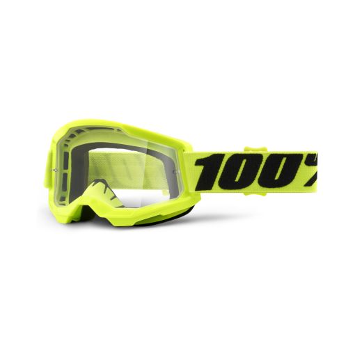 100% Strata Gen 2 Motocross Goggles Yellow Clear Lens