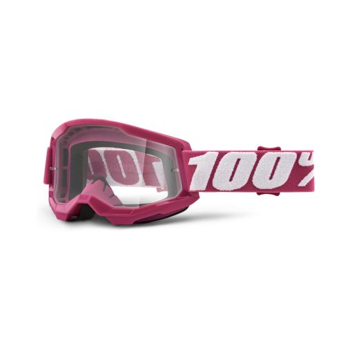 100% Strata Gen 2 Motocross Goggles Fletcher Pink Clear Lens