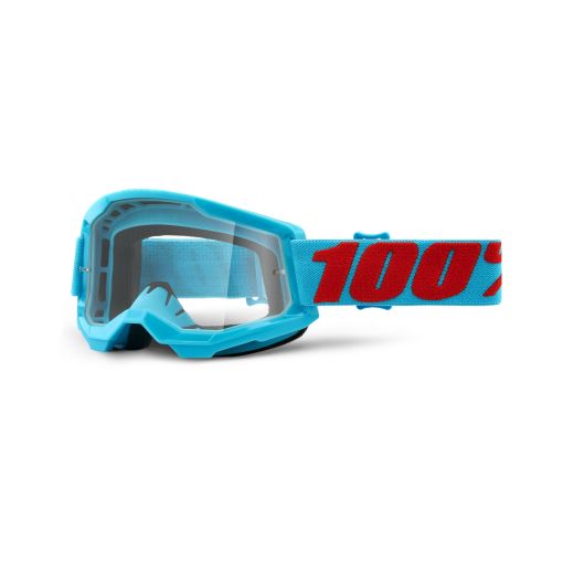 100% Strata Gen 2 Motocross Goggles Summit Blue Red Clear Lens