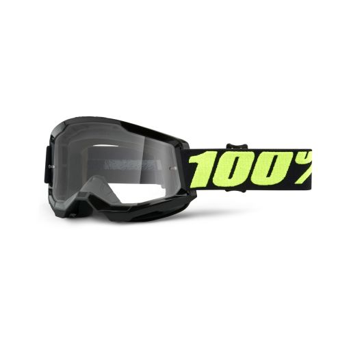 100% Strata Gen 2 Motocross Goggles Upsol Black Yellow Clear Lens