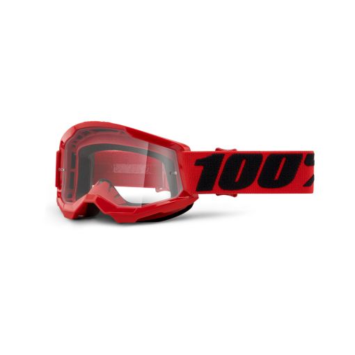 100% Strata Gen 2 Kids Youth Motocross Goggles Red Clear