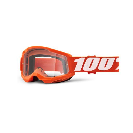 100% Strata Gen 2 Kids Youth Motocross Goggles Orange Clear