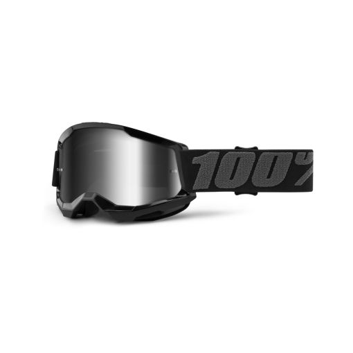 100% Strata Gen 2 Kids Youth Motocross Goggles Black Mirror Silver Lens