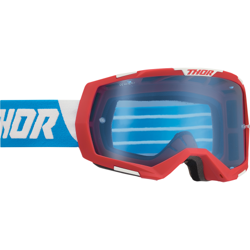 Thor Regiment Motocross Goggles Red White Blue with Blue Lens