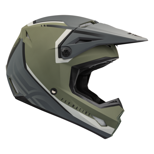 2024 Fly Racing Kids Youth Kinetic Vision Motocross Helmet MATTE OLIVE GREEN GREY