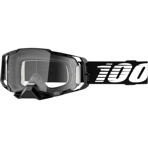 100% Armega Black Motocross Goggles with Clear Lens