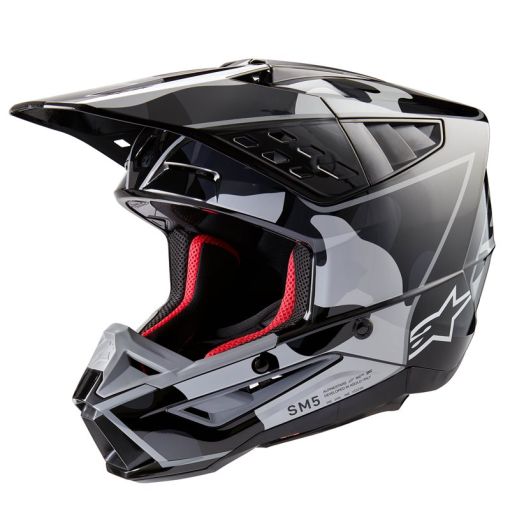 2024 Alpinestars SM5 S-M5 ROVER Motocross Helmet BLACK SILVER GLOSSY
