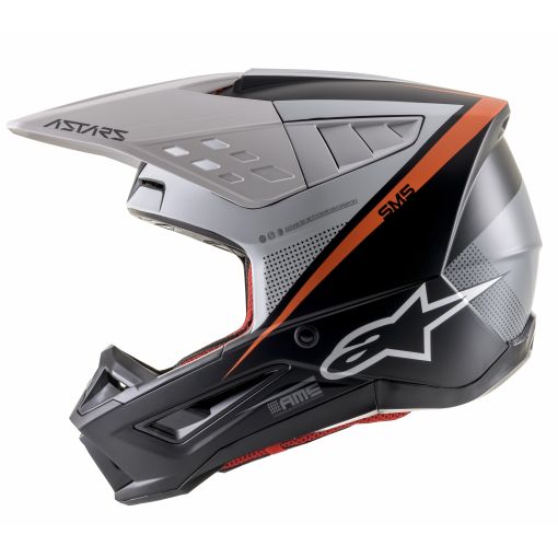 Alpinestars /SM5 S-M5 RAYON Motocross Helmet Black White Orange