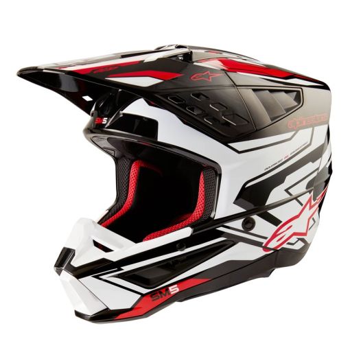 2024 Alpinestars SM5 S-M5 Action 2 Motocross Helmet BLACK WHITE BRIGHT RED GLOSSY