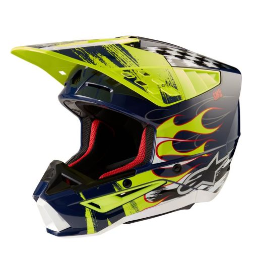 2024 Alpinestars SM5 S-M5 RASH  Motocross Helmet NIGHT NAVY YELLOW FLOU GLOSS
