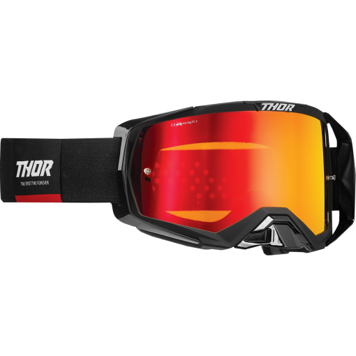 Thor Activate Motocross Goggles Black Red with Mirror Iridium Lens