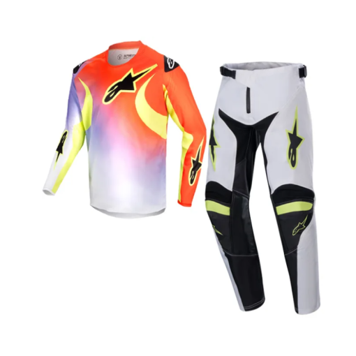 2024 Alpinestars Racer Lucent Youth Motocross Gear WHITE NEON RED YELLOW FLUO 