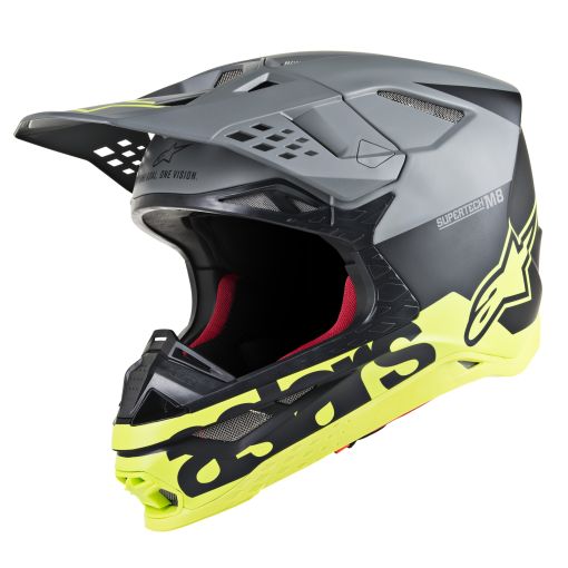 Alpinestars /Supertech SM-8 SM8 Radium Motocross Helmet Matte Black Grey Yellow