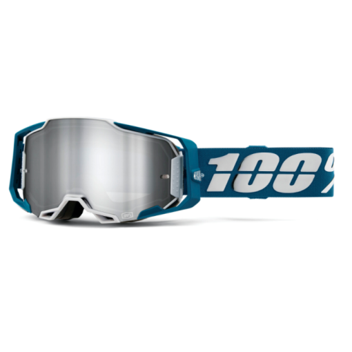 100% Armega Albar  Motocross Goggles with Flash Silver Lens