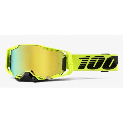 100% Armega Nuclear Citrus Motocross Goggles with Gold Mirror Lens