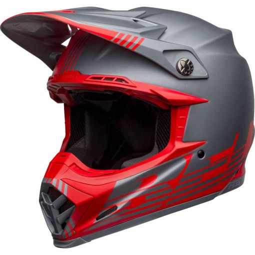 Bell Moto-9 Flex Louver Motocross Helmet Matte Grey Red 