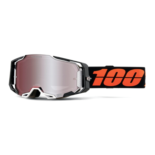 100% Armega Blacktail Motocross Goggles with HiPER Silver Mirror Lens