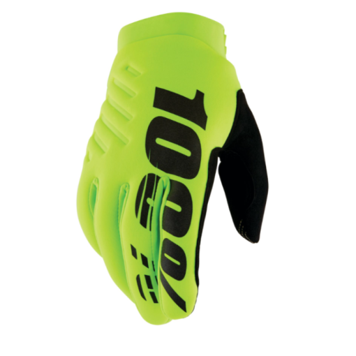 100% Brisker Cold Weather Youth Kids Motocross MX Gloves Flo Yellow Black 