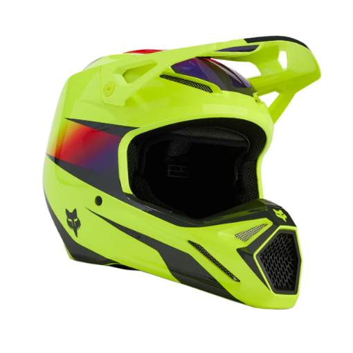 2024 Fox V1 Flora Motocross Helmet (Yellow)