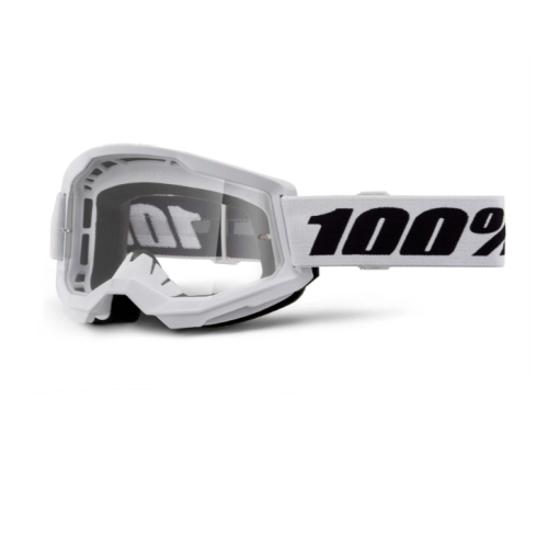 100% Strata Gen 2 Kids Youth Motocross Goggles White Clear Lens