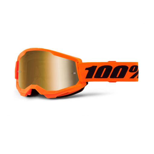 100% Strata Gen 2 Motocross Goggles Orange Mirror Gold Lens
