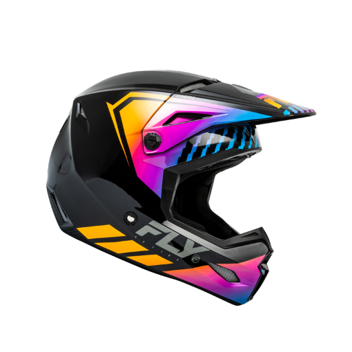 Fly 2024 Kinetic Menace Kids Motocross Helmet (Black/Sunrise) Youth 