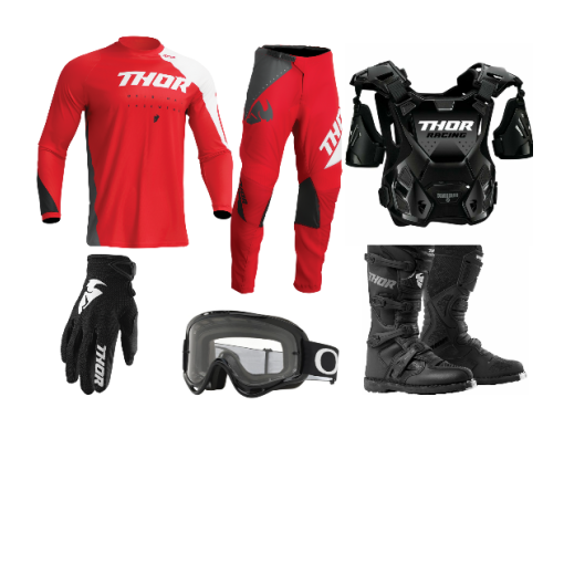 2023 Thor MX Sector Edge Red White Motocross Gear Combo Deal