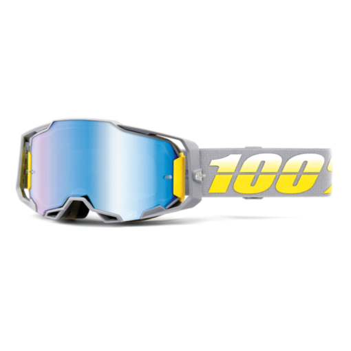 100% Armega Complex Grey Motocross Goggles with Mirror Blue Lens