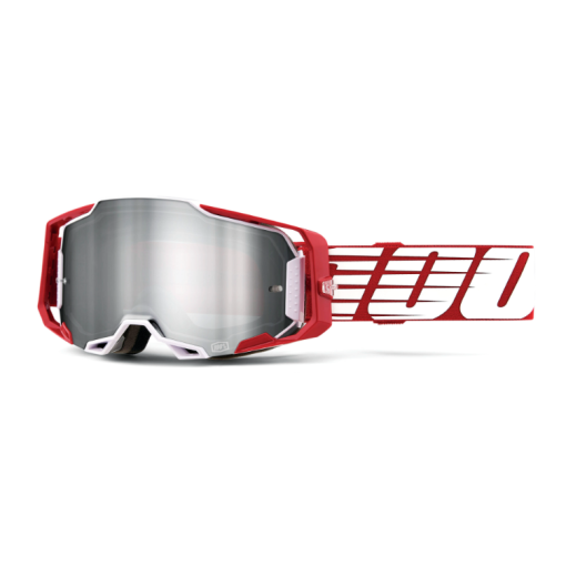 100% Armega Deep Red Motocross Goggles with Flash Silver Lens