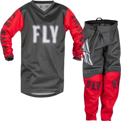 2023 Fly Racing F16  Motocross Youth Kids Gear Grey Red