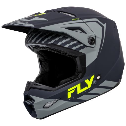 Fly 2024 Kinetic Menace Motocross Helmet (Matte Grey/Hi-Viz) 